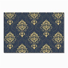 Floral Damask Pattern Texture, Damask Retro Background Postcard 4 x 6  (pkg Of 10)