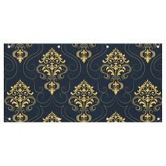 Floral Damask Pattern Texture, Damask Retro Background Banner And Sign 8  X 4 