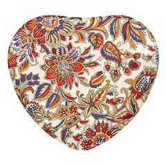 Retro Paisley Patterns, Floral Patterns, Background Heart Glass Fridge Magnet (4 Pack)