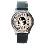 Egypt Pyramid Nature Desert Round Metal Watch Front