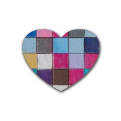 Tile, Colorful, Squares, Texture Rubber Coaster (heart)