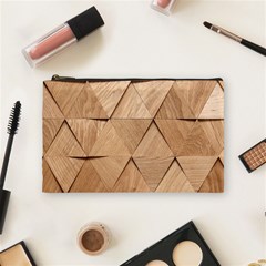 Wooden Triangles Texture, Wooden Wooden Cosmetic Bag (medium)