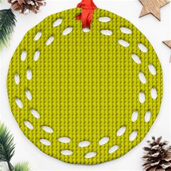 Yellow Lego Texture Macro, Yellow Dots Background Ornament (round Filigree)