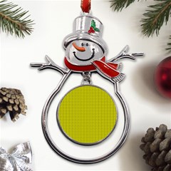Yellow Lego Texture Macro, Yellow Dots Background Metal Snowman Ornament