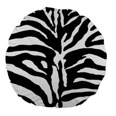 Zebra-black White Large 18  Premium Round Cushions