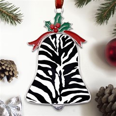 Zebra-black White Metal Holly Leaf Bell Ornament