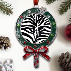Zebra-black White Metal X mas Lollipop With Crystal Ornament