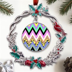 Zigzag-1 Metal X mas Wreath Holly Leaf Ornament