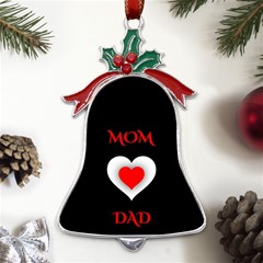 Mom And Dad, Father, Feeling, I Love You, Love Metal Holly Leaf Bell Ornament