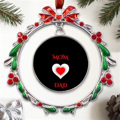 Mom And Dad, Father, Feeling, I Love You, Love Metal X mas Wreath Ribbon Ornament