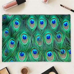 Feather, Bird, Pattern, Peacock, Texture Cosmetic Bag (xxl)