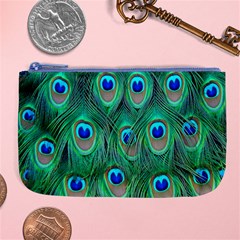 Feather, Bird, Pattern, Peacock, Texture Large Coin Purse