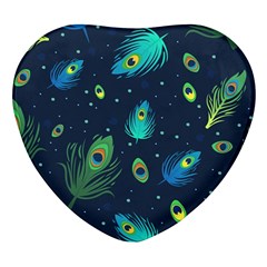 Feather, Bird, Pattern, Heart Glass Fridge Magnet (4 Pack)