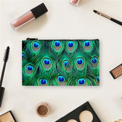 Peacock Feathers, Bonito, Bird, Blue, Colorful, Feathers Cosmetic Bag (small)