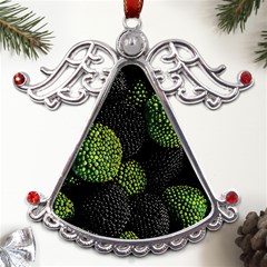 Berry,note, Green, Raspberries Metal Angel With Crystal Ornament