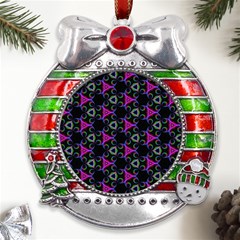 Background-36 Metal X mas Ribbon With Red Crystal Round Ornament
