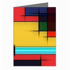 Multicolored Retro Abstraction, Lines Retro Background, Multicolored Mosaic Greeting Cards (pkg Of 8)