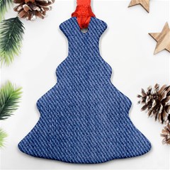 Blue Denim Texture Macro, Blue Denim Background, Jeans Background, Jeans Textures, Fabric Background Ornament (christmas Tree) 