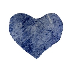 Blue Grunge Texture, Wall Texture, Blue Retro Background Standard 16  Premium Heart Shape Cushions