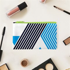 Blue Lines Background, Retro Backgrounds, Blue Cosmetic Bag (xs)