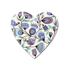 Retro Texture With Birds Heart Magnet