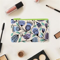 Retro Texture With Birds Cosmetic Bag (xs)