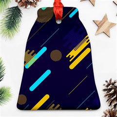 Blue Background Geometric Abstrac Bell Ornament (two Sides)