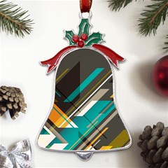 Material Design, Lines, Retro Abstract Art, Geometry Metal Holly Leaf Bell Ornament