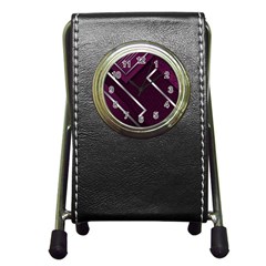 Purple Abstract Background, Luxury Purple Background Pen Holder Desk Clock