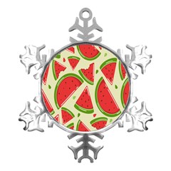 Cute Watermelon Seamless Pattern Metal Small Snowflake Ornament