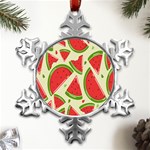 Cute Watermelon Seamless Pattern Metal Small Snowflake Ornament Front