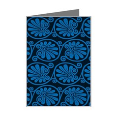 Blue Floral Pattern Floral Greek Ornaments Mini Greeting Card