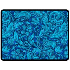 Blue Floral Pattern Texture, Floral Ornaments Texture Two Sides Fleece Blanket (large)