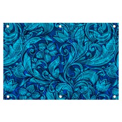 Blue Floral Pattern Texture, Floral Ornaments Texture Banner And Sign 6  X 4 