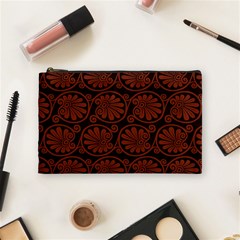 Brown Floral Pattern Floral Greek Ornaments Cosmetic Bag (medium)