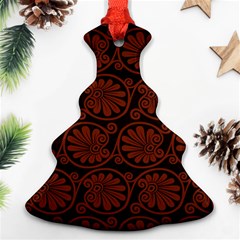 Brown Floral Pattern Floral Greek Ornaments Christmas Tree Ornament (two Sides)