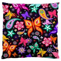 Floral Butterflies Large Premium Plush Fleece Cushion Case (one Side)