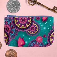Floral Pattern, Abstract, Colorful, Flow Large Coin Purse