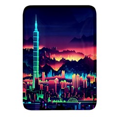 Cityscape Building Painting 3d City Illustration Rectangular Glass Fridge Magnet (4 Pack)