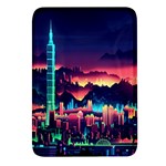 Cityscape Building Painting 3d City Illustration Rectangular Glass Fridge Magnet (4 pack) Front