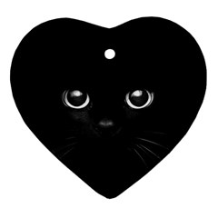 Black Cat Face Ornament (heart) by Cemarart