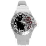 Abstract Complex Fractal Math Round Plastic Sport Watch (L) Front