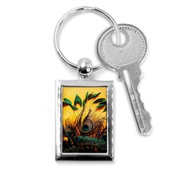 Landscape Bright Scenery Drawing Rivers Blue Lovely Key Chain (rectangle)