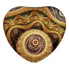 Fractals, Floral Ornaments, Waves Heart Glass Fridge Magnet (4 Pack)