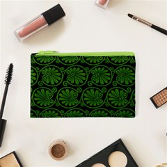 Green Floral Pattern Floral Greek Ornaments Cosmetic Bag (xs)