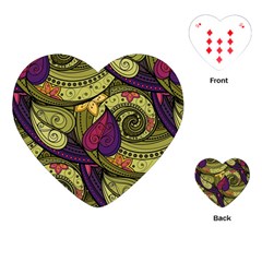 Green Paisley Background, Artwork, Paisley Patterns Playing Cards Single Design (heart)