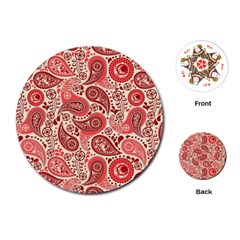 Paisley Red Ornament Texture Playing Cards Single Design (round)