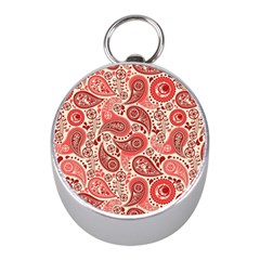 Paisley Red Ornament Texture Mini Silver Compasses