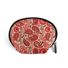 Paisley Red Ornament Texture Accessory Pouch (small)