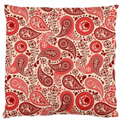 Paisley Red Ornament Texture Standard Premium Plush Fleece Cushion Case (one Side)